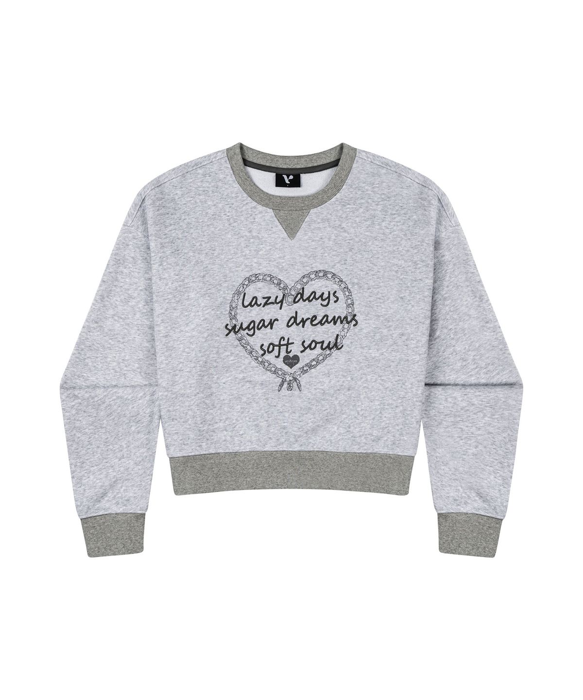 베스티리아(VESTIRYA) Dreamy Heart Crop Sweatshirts Light Gray