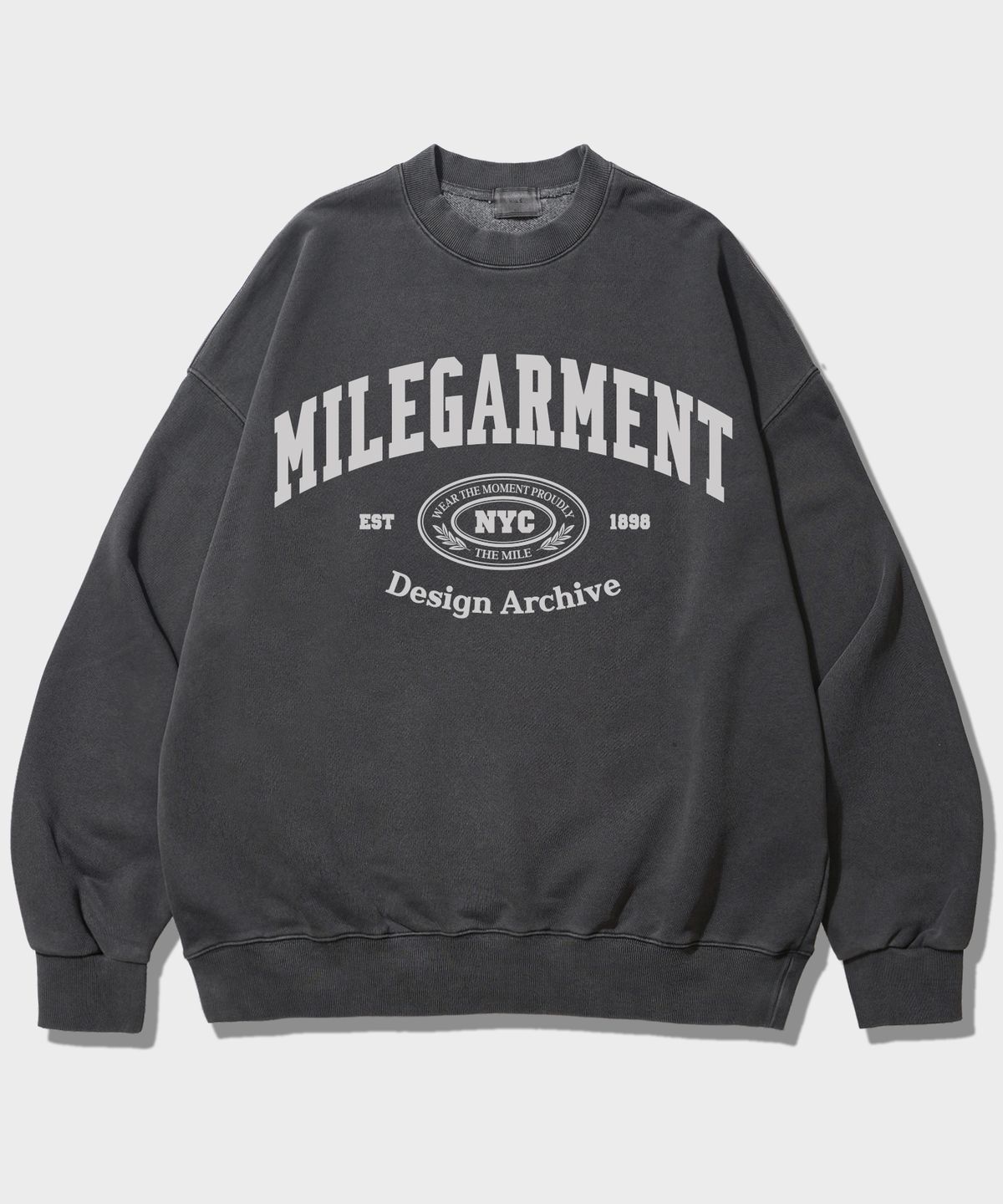 더마일(THEMILE) MILE GARMENT NYC SWEAT MTM_PIGMENT D.GRAY