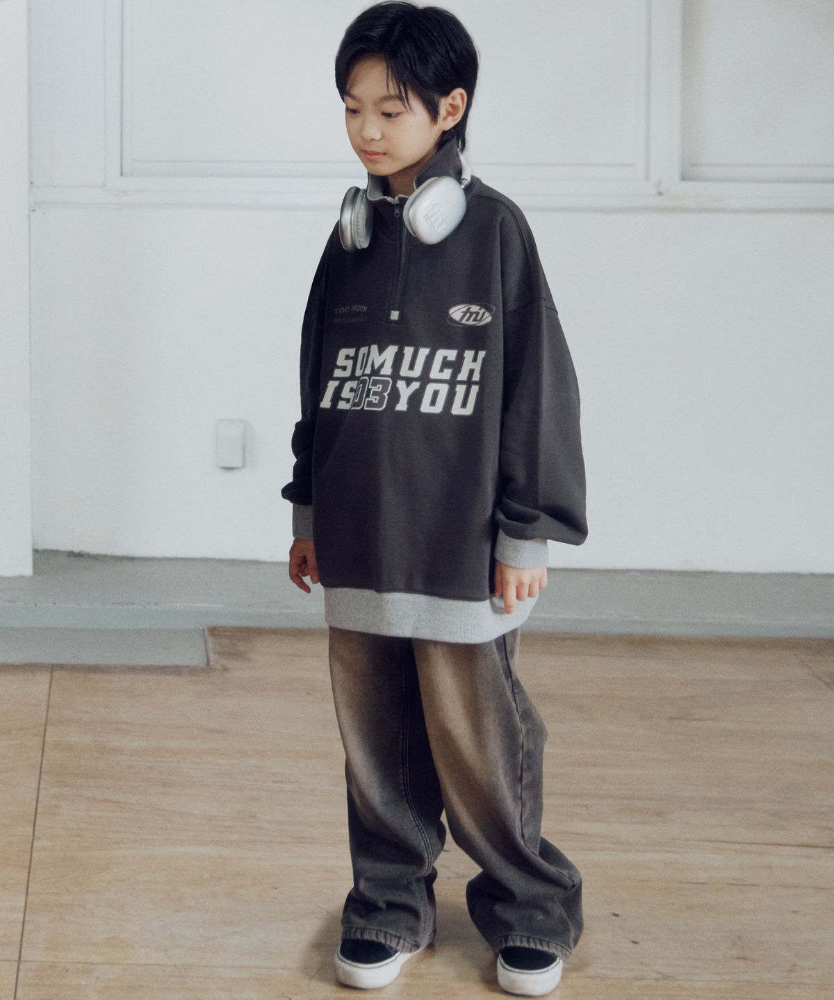 티미유(TMIU) 본딩 와이드 밴딩 데님팬츠