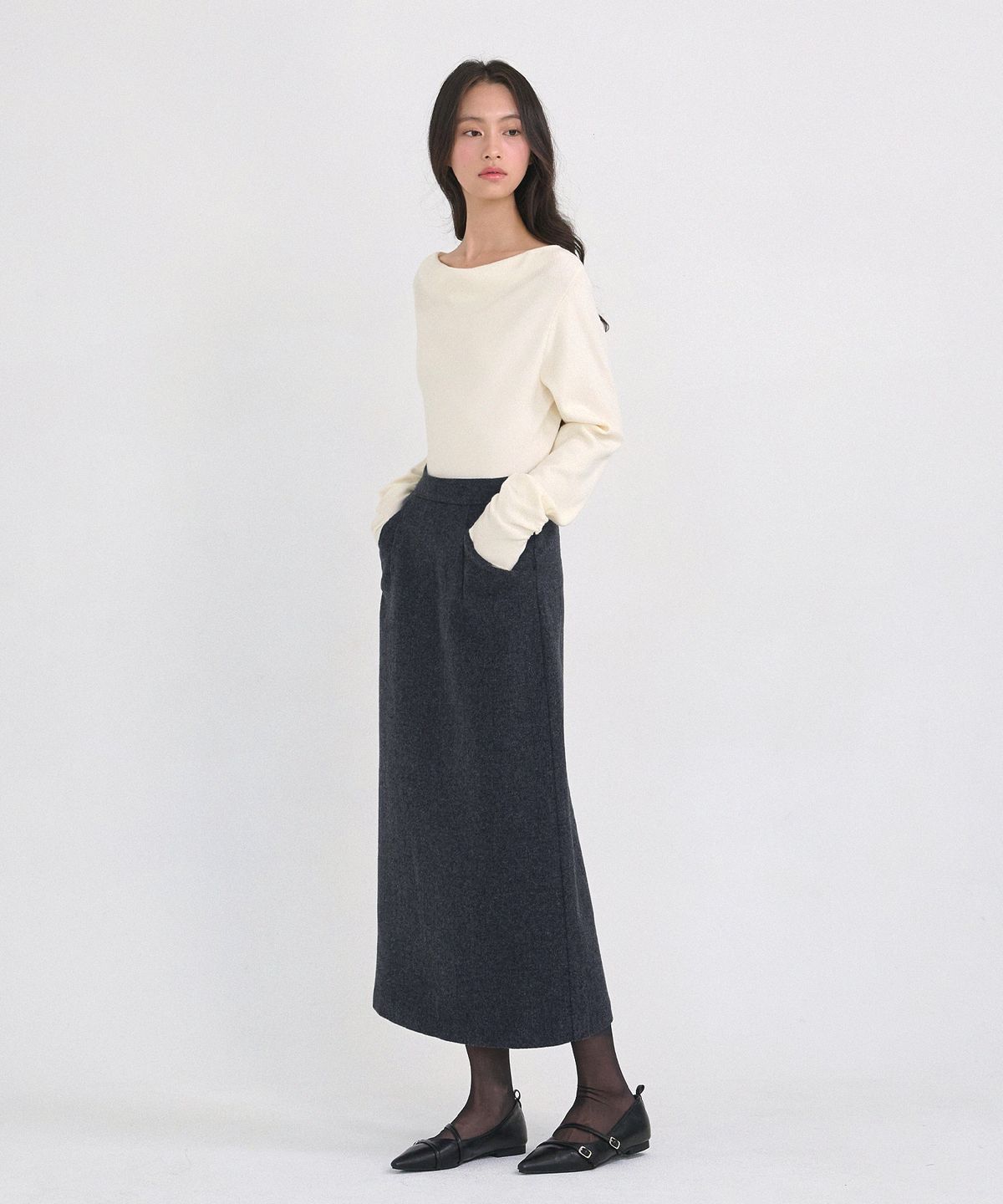 미케네(MICANE) 제시카 울 롱 스커트