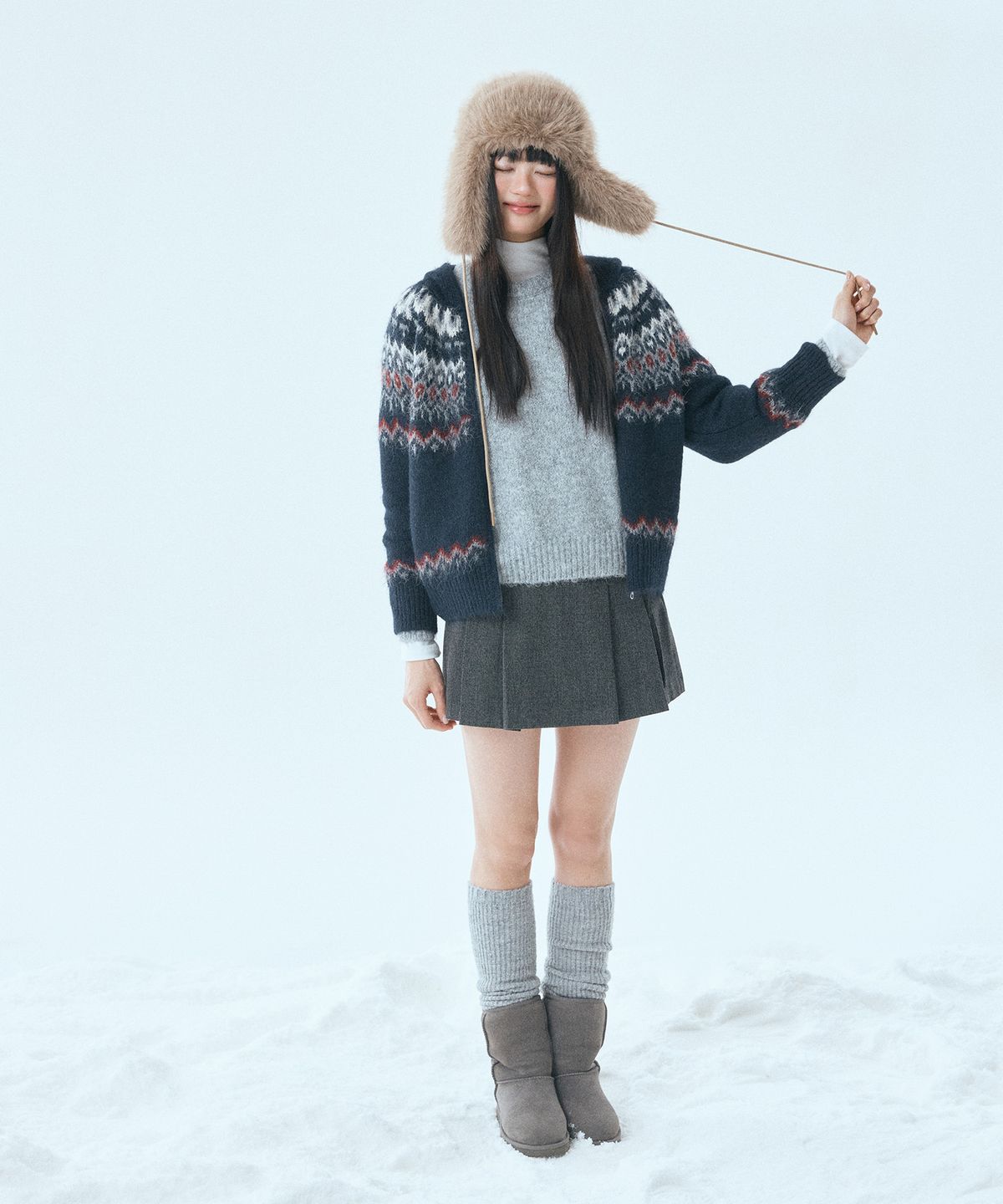 미쏘(MIXXO) 스트랩 플리츠 미니 스커트_MIWWHG104G
