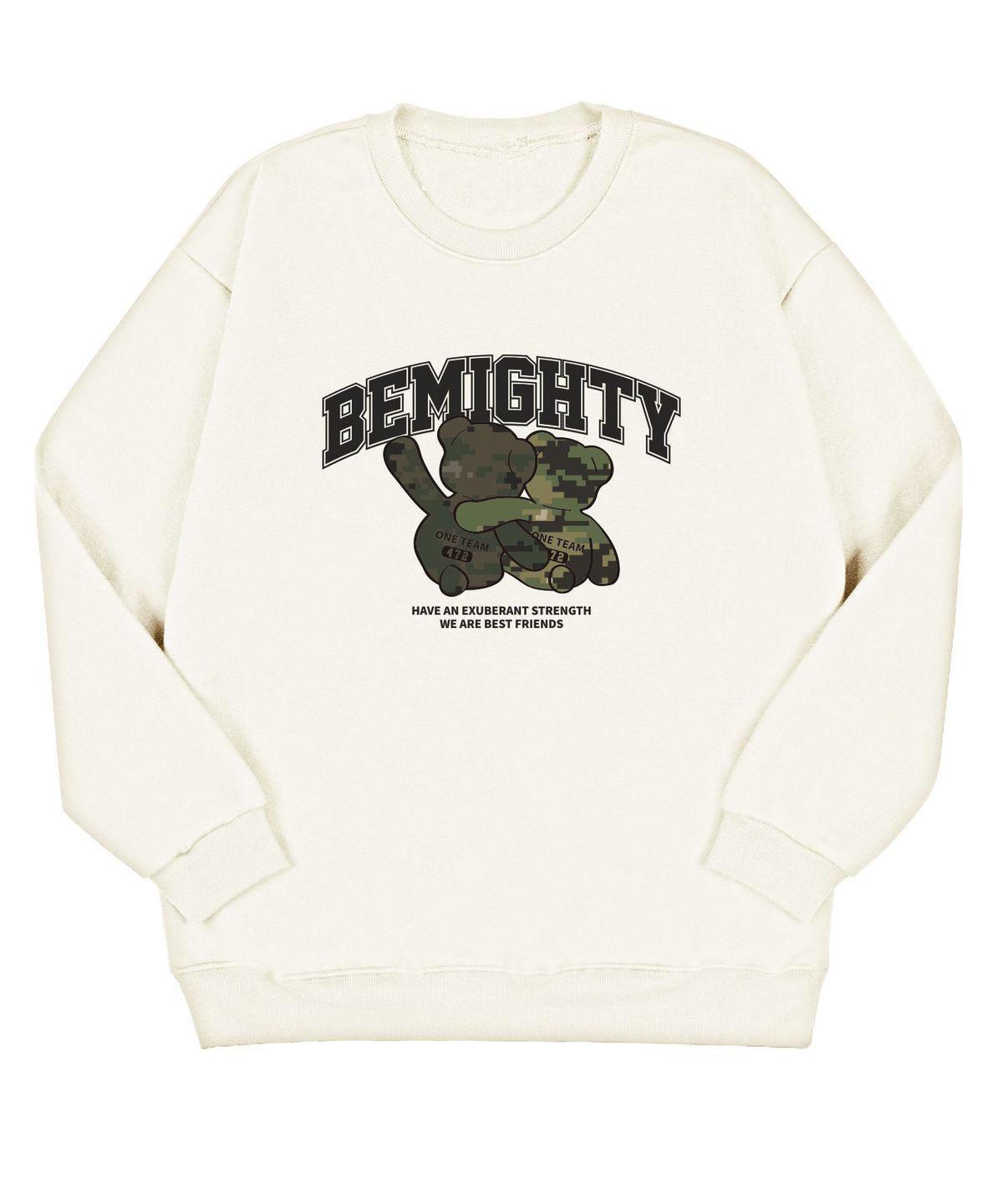 비마이티(BEMIGHTY) 베스트프렌즈 베어 삼단쭈리 오버핏 스웨트셔츠 [멜란그레이]