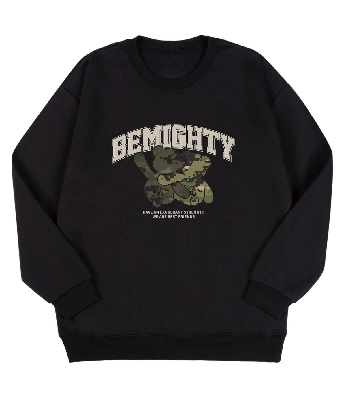 비마이티(BEMIGHTY) 베스트프렌즈 베어 삼단쭈리 오버핏 스웨트셔츠 [멜란그레이]