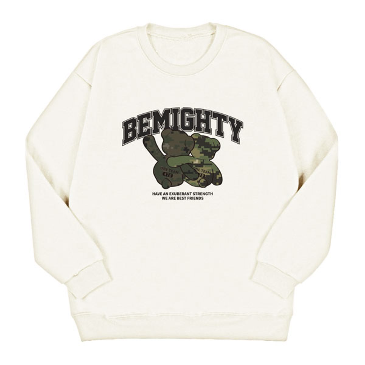 비마이티(BEMIGHTY) 베스트프렌즈 베어 삼단쭈리 오버핏 스웨트셔츠 [브라운]