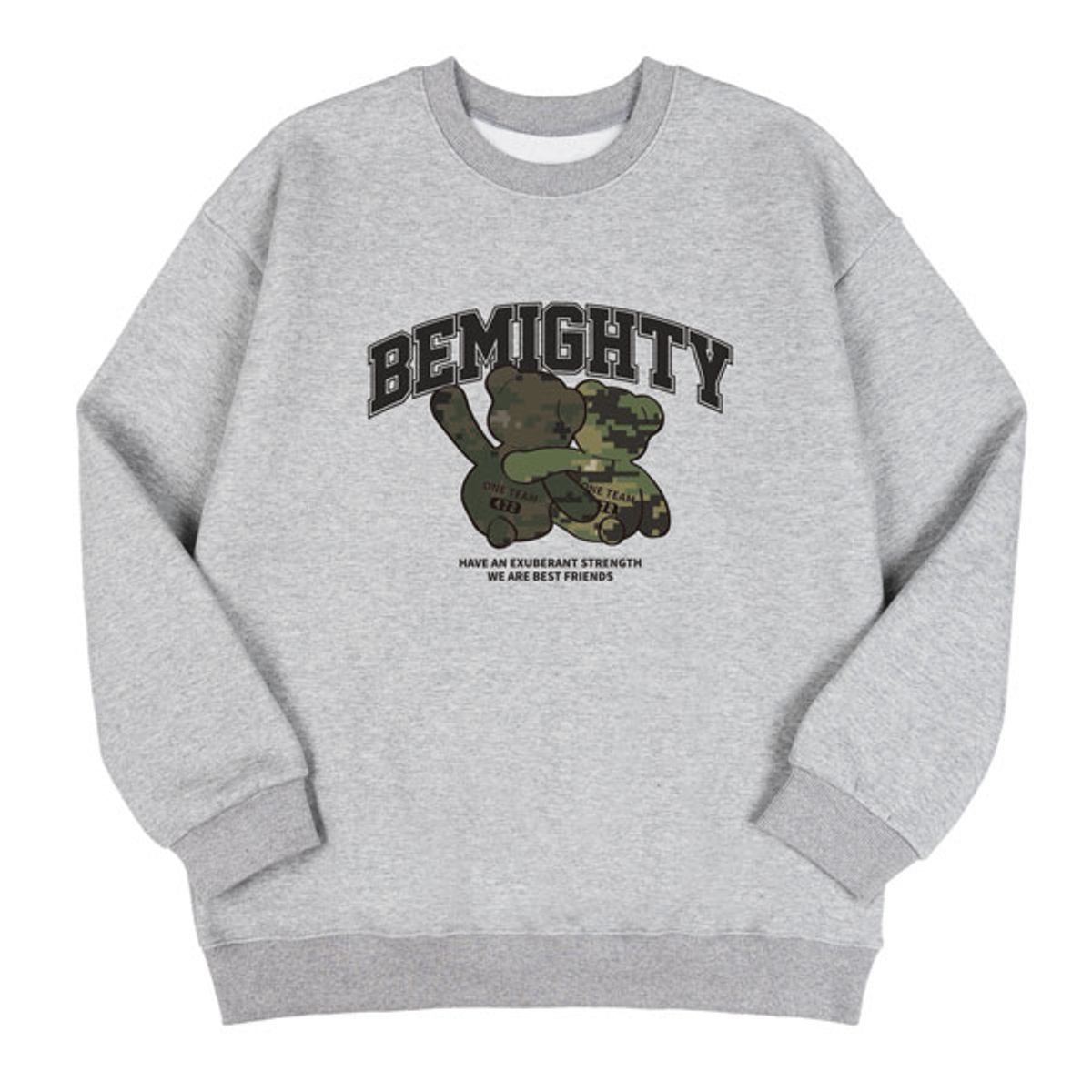 비마이티(BEMIGHTY) 베스트프렌즈 베어 삼단쭈리 오버핏 스웨트셔츠 [브라운]