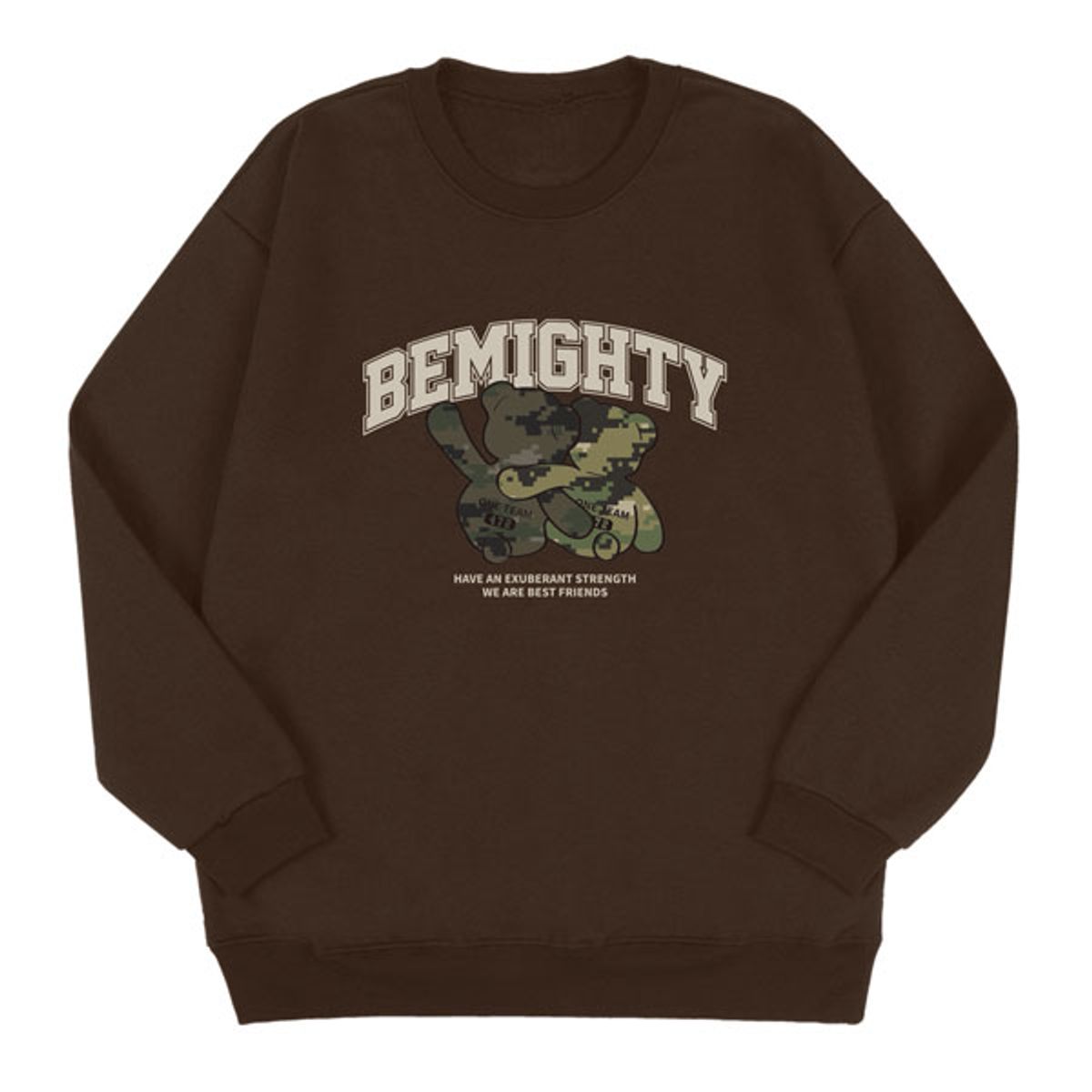 비마이티(BEMIGHTY) 베스트프렌즈 베어 삼단쭈리 오버핏 스웨트셔츠 [블랙]