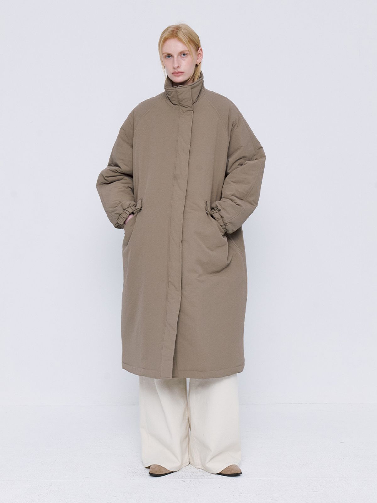 르세지엠(LESEIZEME) Classic Soft Long Padding Coat - KhakiBeige