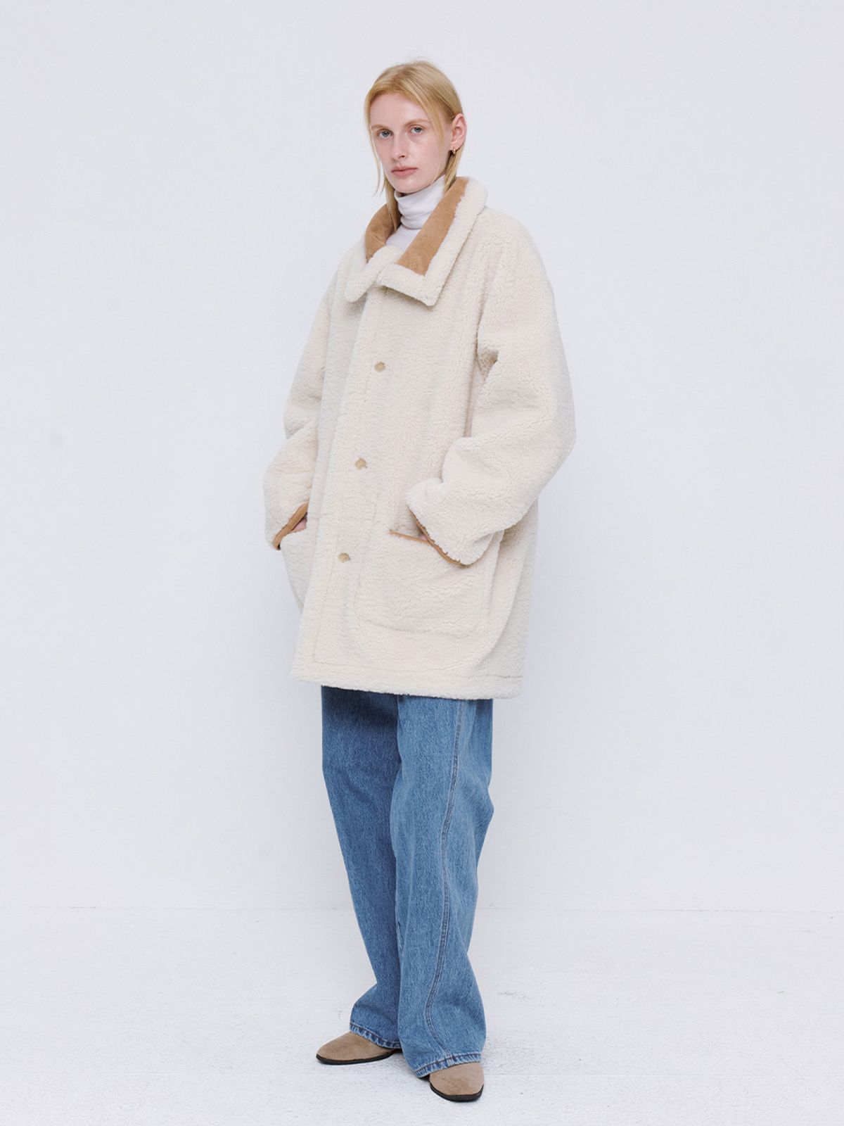 르세지엠(LESEIZEME) Classic Reversible Mustang Coat - Beige