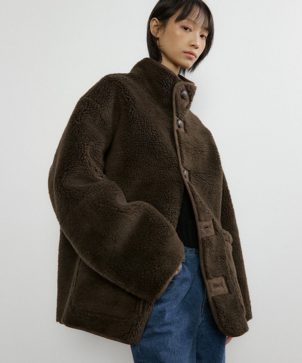 링서울(LINGSEOUL) reversible shearling mustang coat-brown