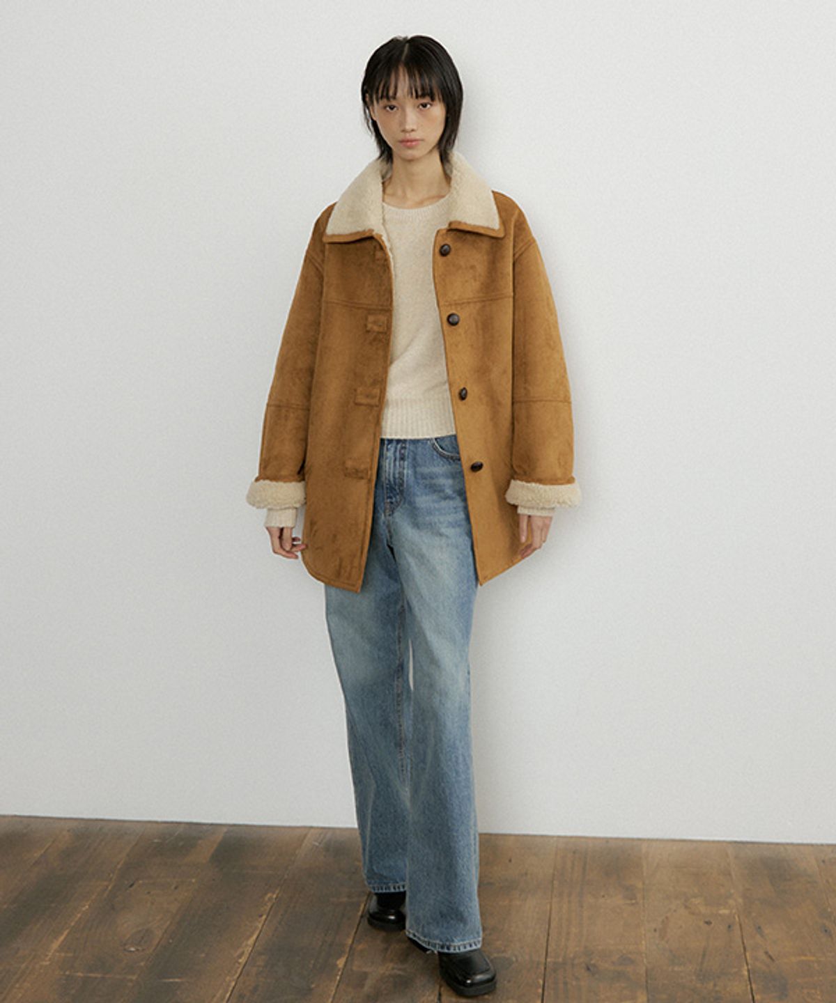 링서울(LINGSEOUL) wool shearling mustang coat-camel