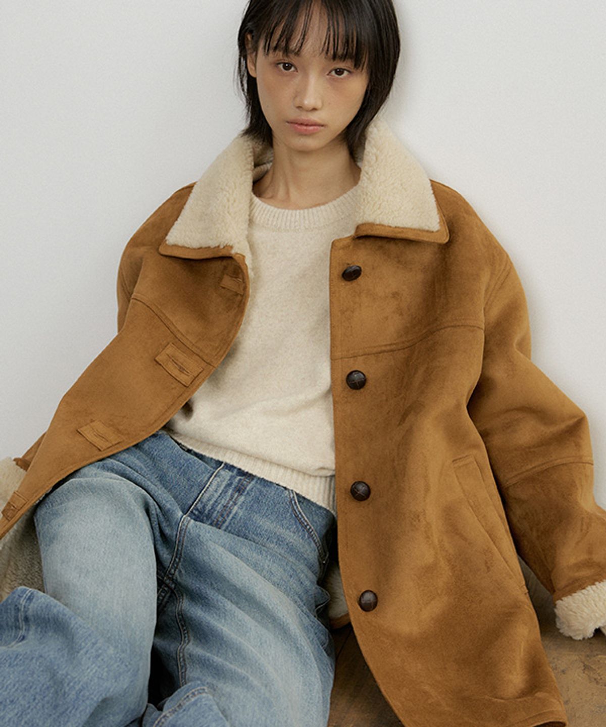 링서울(LINGSEOUL) wool shearling mustang coat-camel