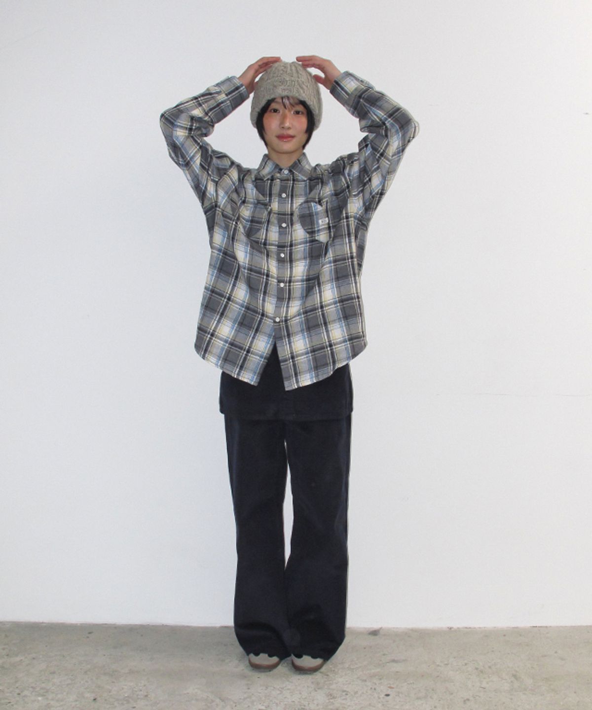론론(RONRON) HEART POCKET CORDUROY SKIRT LAYERED PANTS NAVY