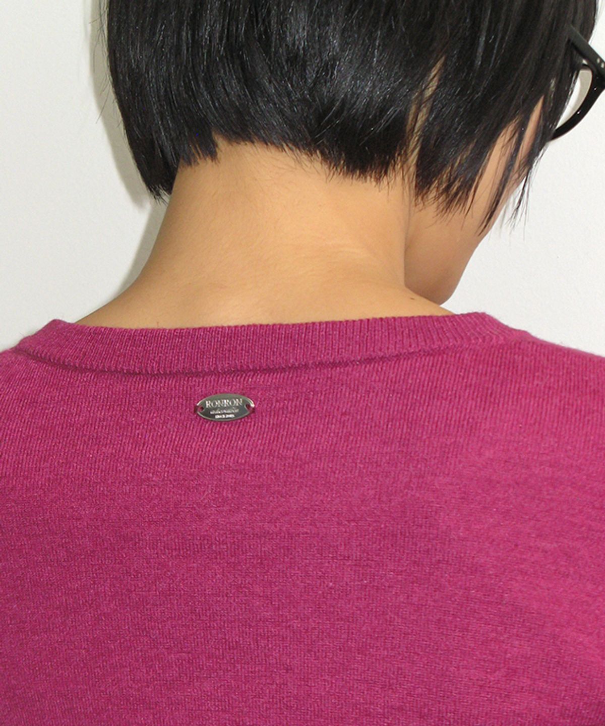론론(RONRON) FRILL BUTTON KNIT CARDIGAN PURPLE