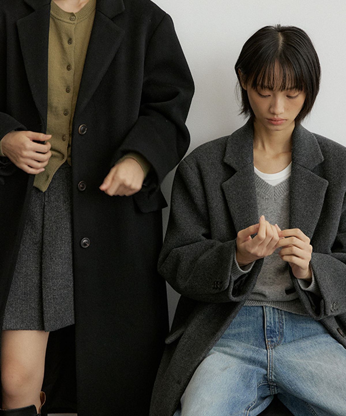 링서울(LINGSEOUL) cashmere single long coat-charcoal