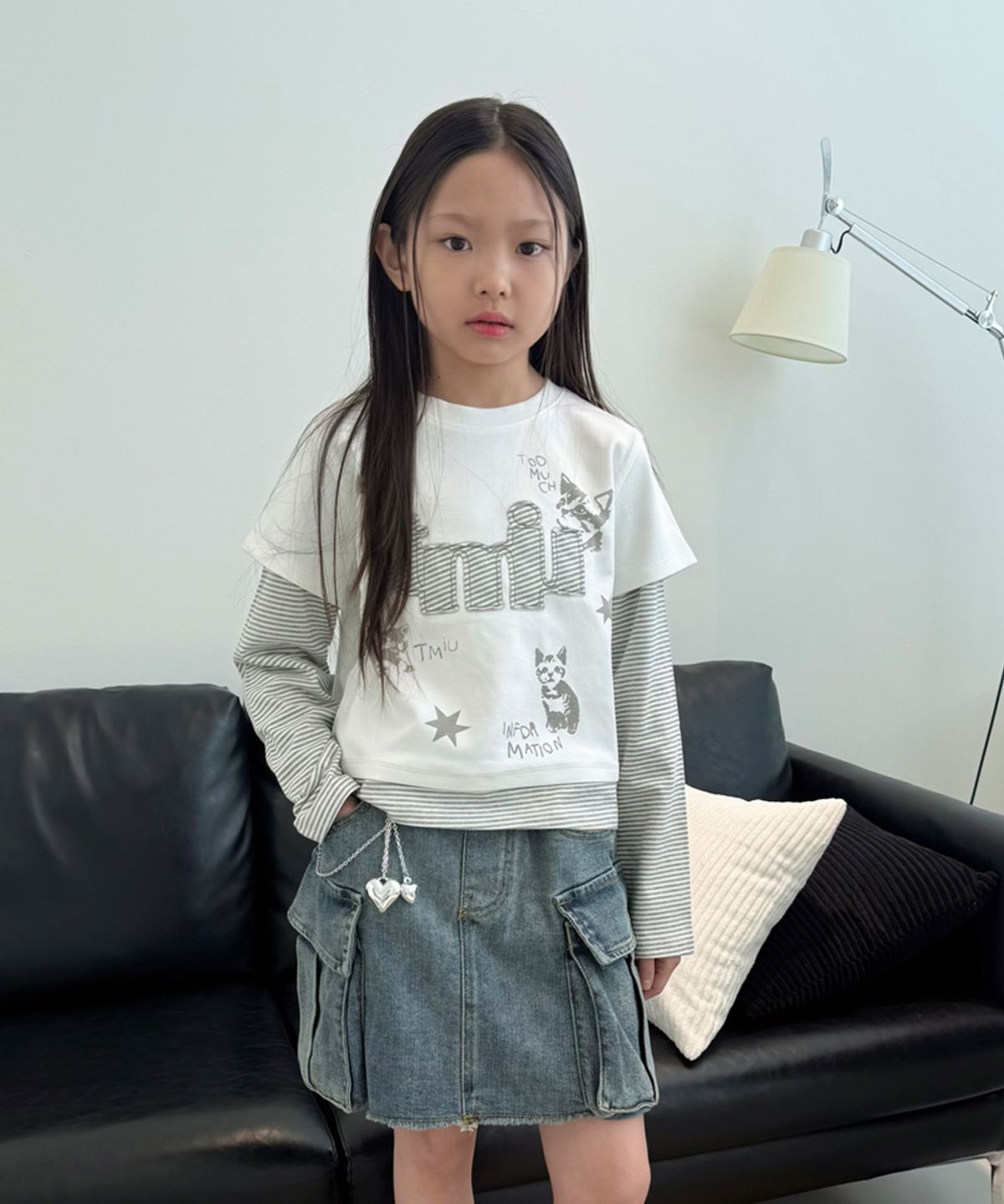 티미유(TMIU) 체인장식 카고 데님 스커트