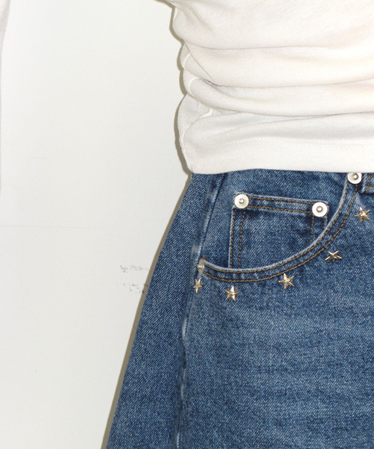 론론(RONRON) STUD BALLOON DENIM PANTS MEDIUM BLUE
