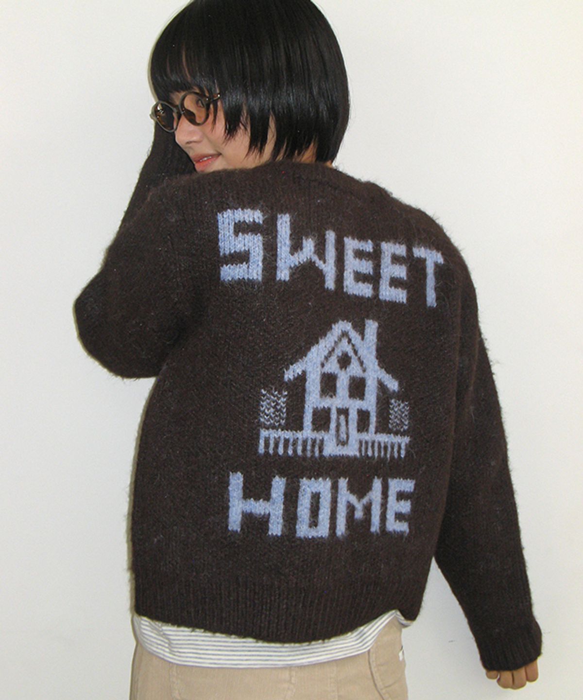 론론(RONRON) R SWEET HOME KNIT CARDIGAN BROWN