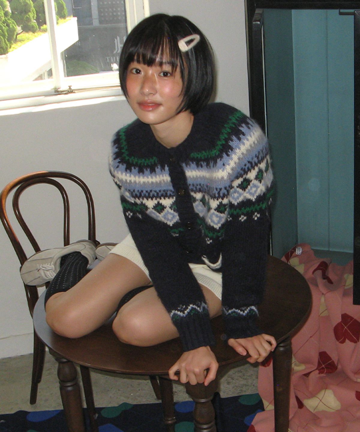 론론(RONRON) NORDIC FAIR ISLE KNIT CARDIGAN NAVY