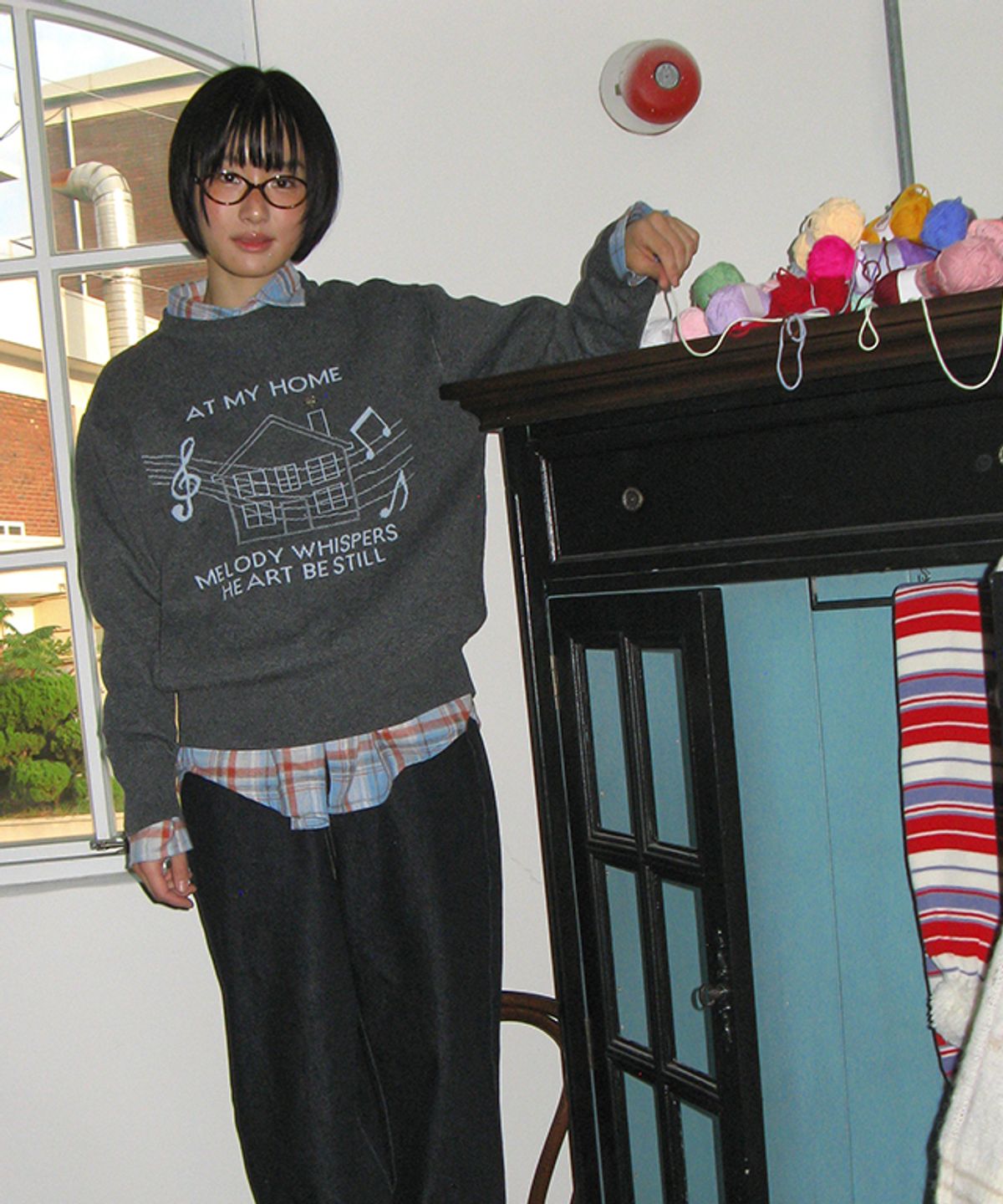 론론(RONRON) MELODY HOUSE KNIT PULLOVER CHARCOAL