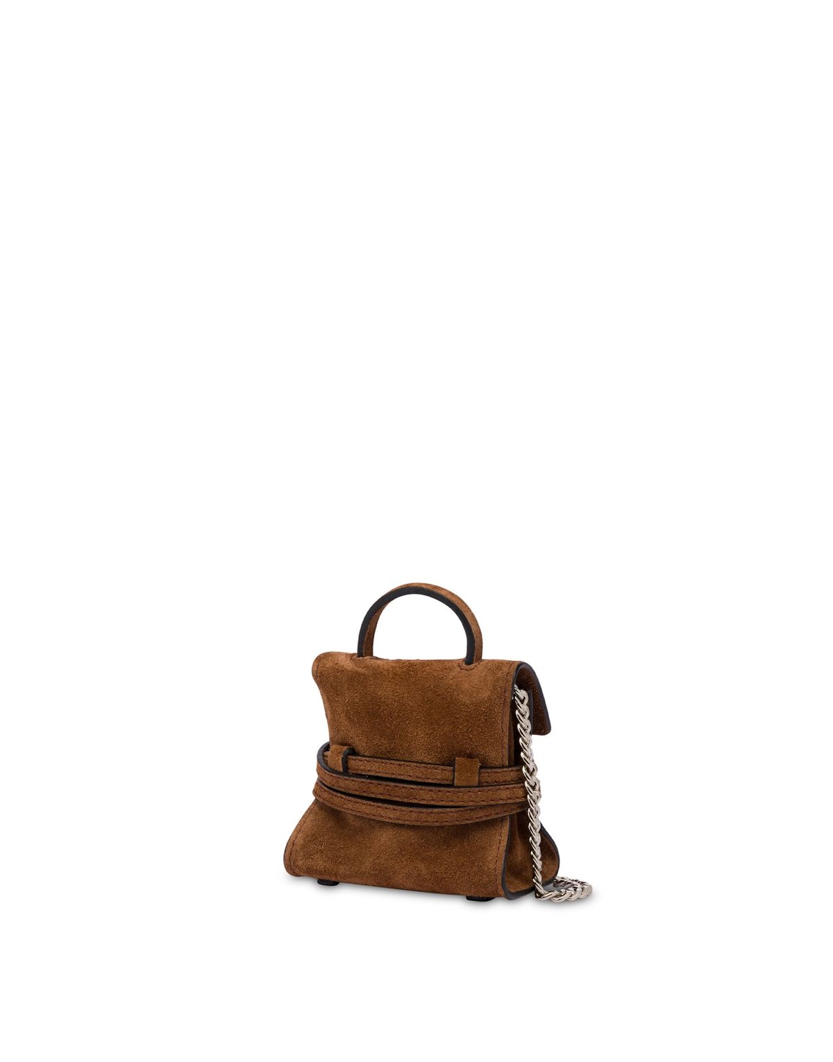 모스키노(MOSCHINO) 타이 미 카우 스웨이드 미니 키링백 BROWN