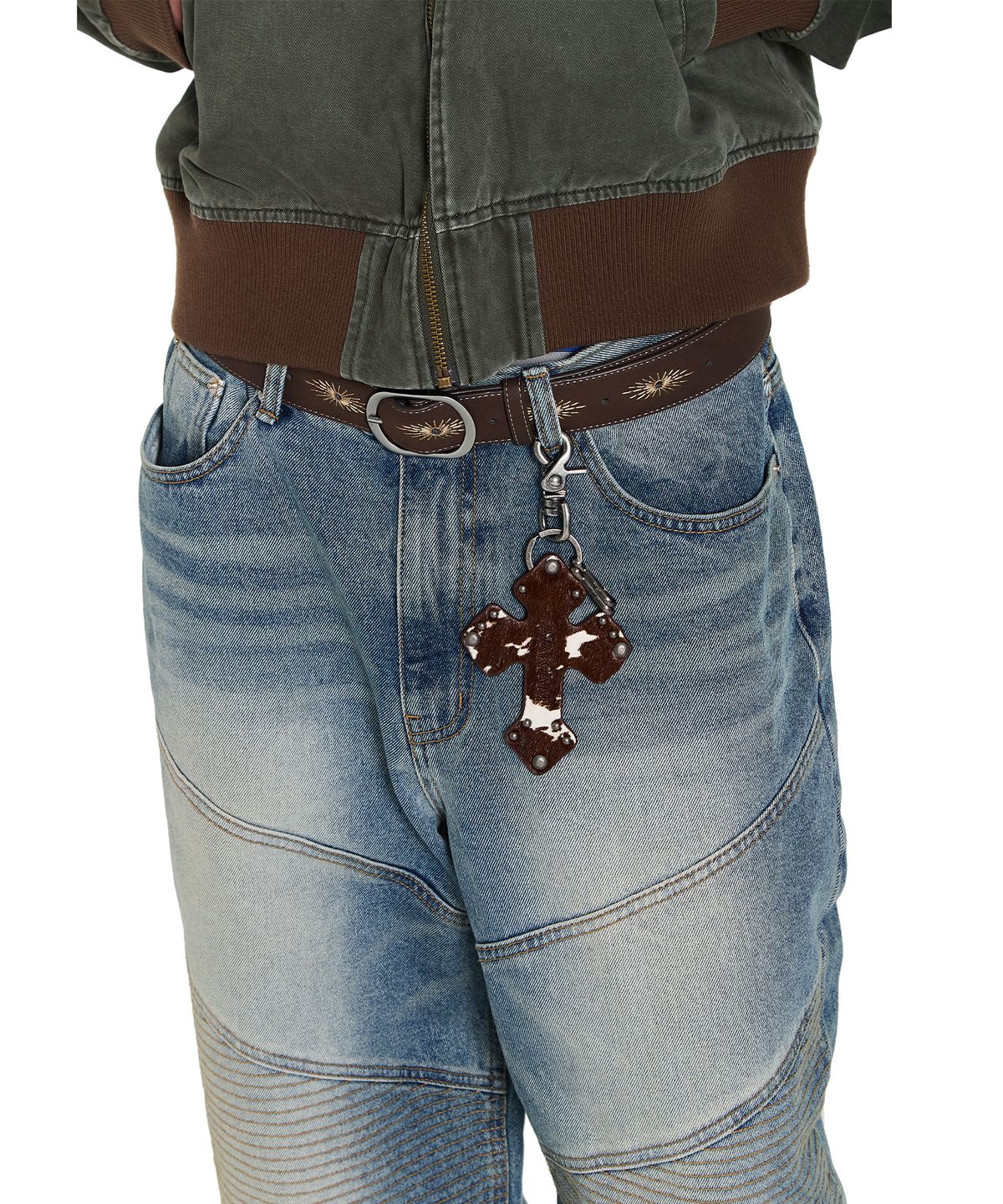 아캄(AAKAM) Calf Hair CROS2 Keyring (Brown)