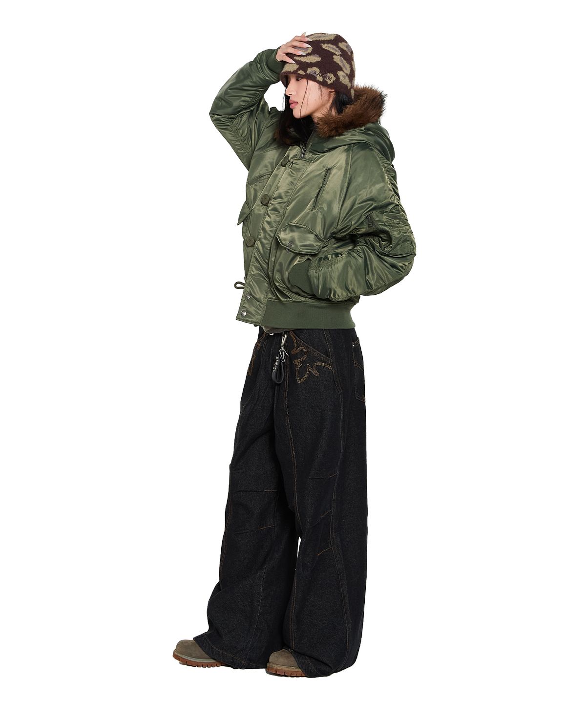 아캄(AAKAM) Camouflage Fuzzy Beanie (Brown)