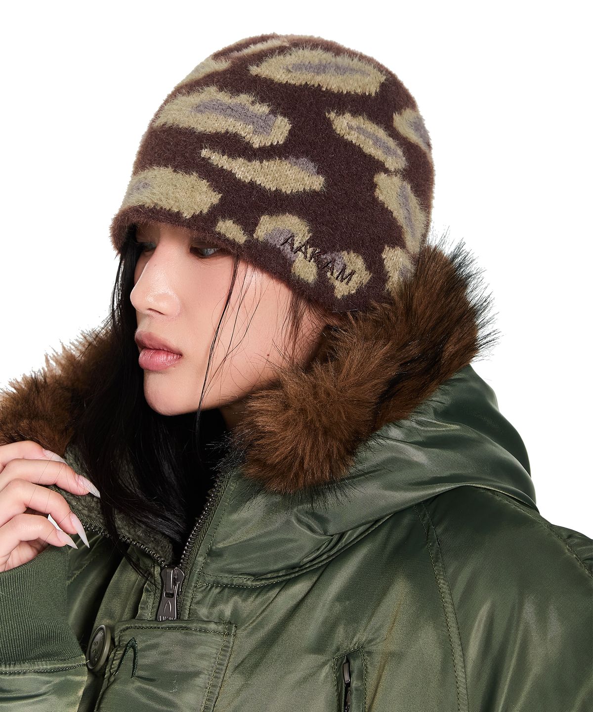 아캄(AAKAM) Camouflage Fuzzy Beanie (Brown)