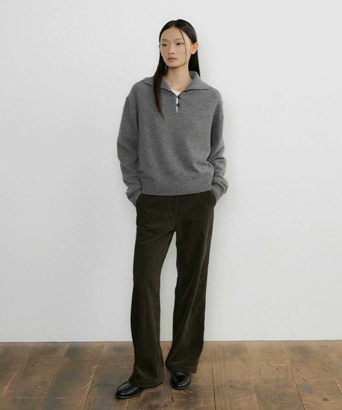 링서울(LINGSEOUL) cashmere collar knit-gray