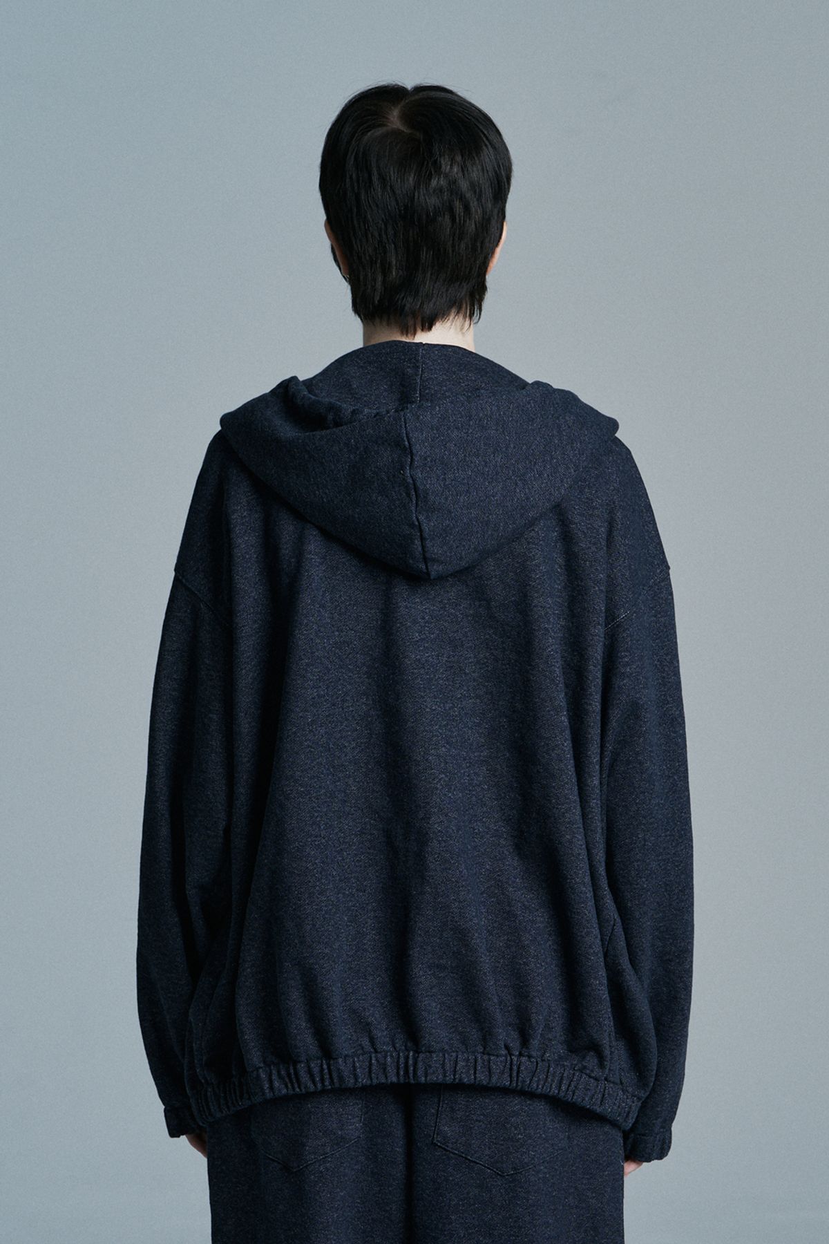 시너진(SYNERJYN) INDIGO OVERSIZED DENIM ZIP UP BLUE