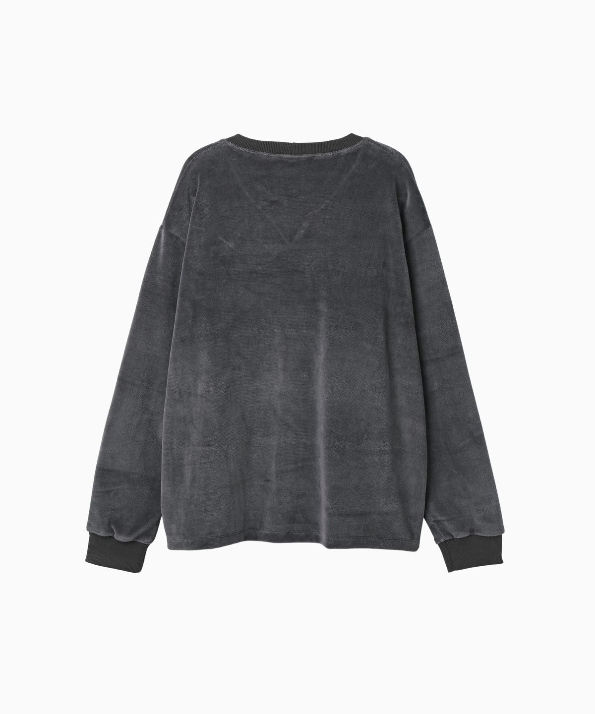 미나수(MENASOO) Applique Velour Sweatshirt_Charcoal