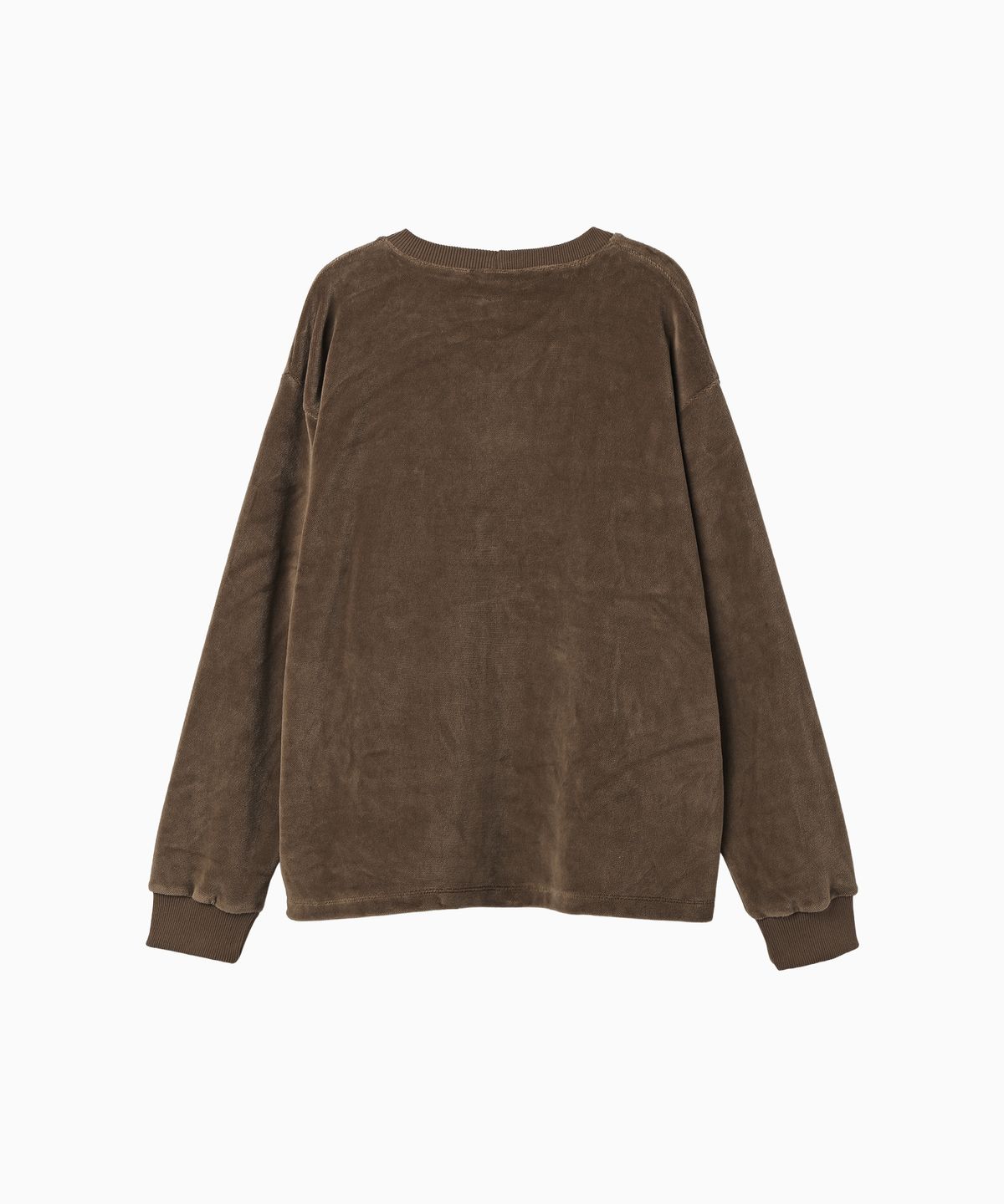 미나수(MENASOO) Applique Velour Sweatshirt_Brown