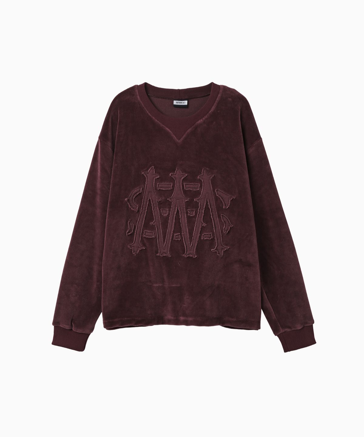 미나수(MENASOO) Applique Velour Sweatshirt_Burgundy