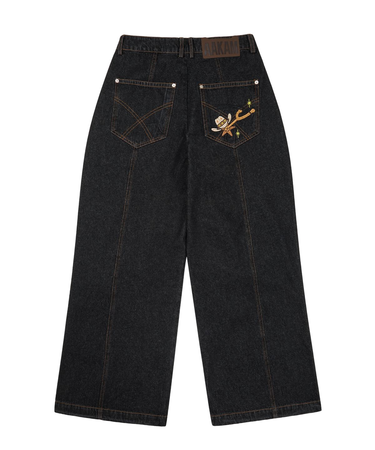 아캄(AAKAM) Knee Pin-Tuck Western Denim Pants (Black)