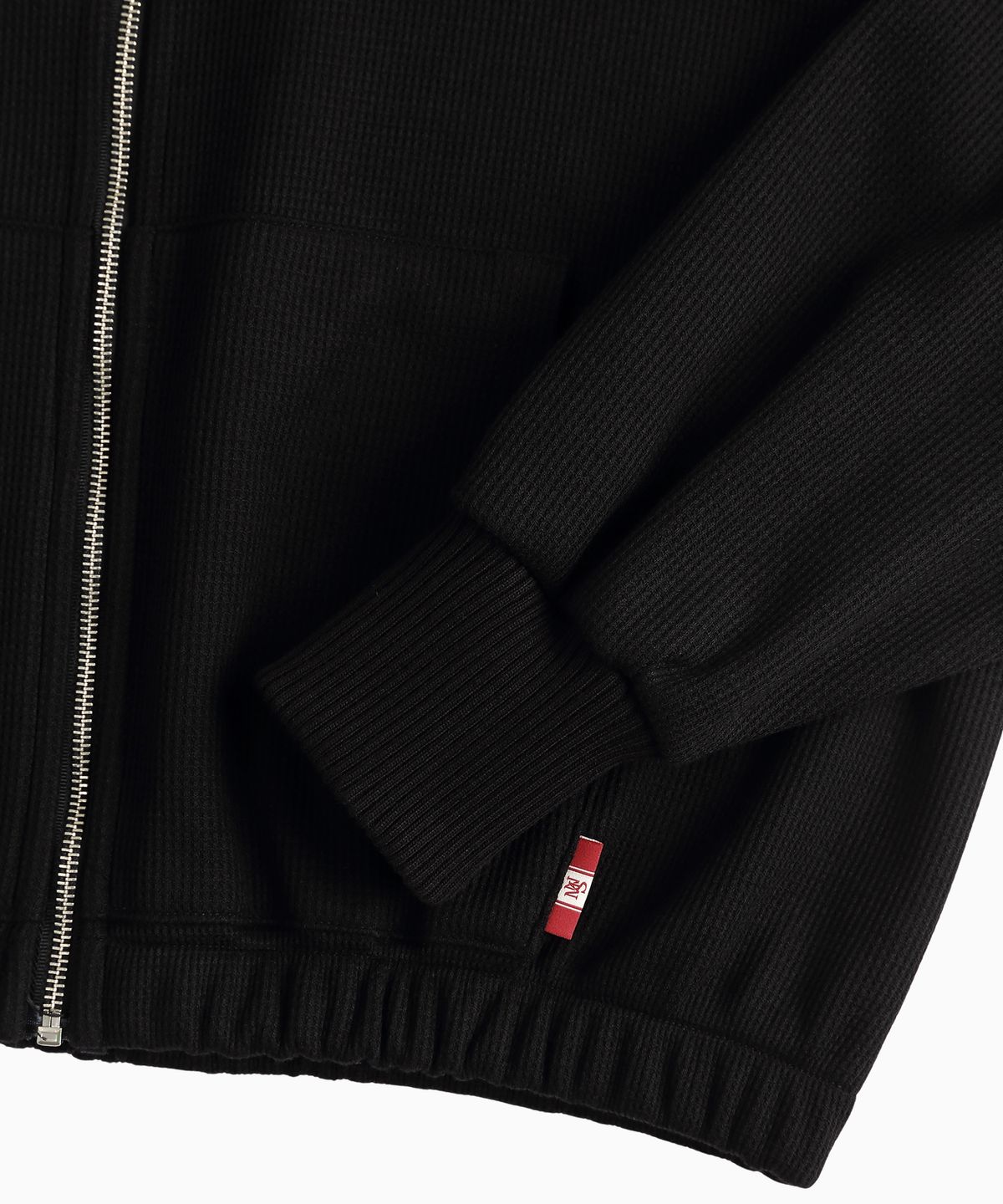 미나수(MENASOO) Waffle Mink Daily Hooded Zip Up_Black