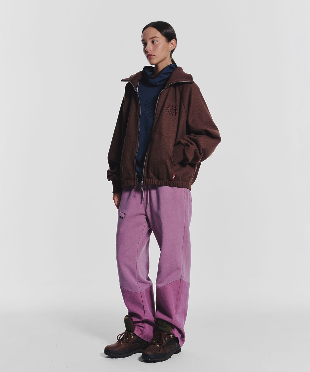미나수(MENASOO) Waffle Mink Daily Hooded Zip Up_Brown