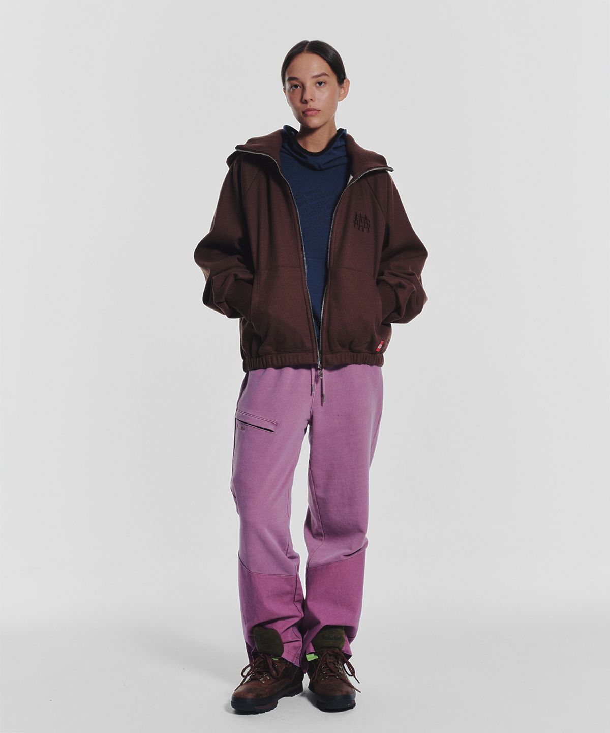 미나수(MENASOO) Waffle Mink Daily Hooded Zip Up_Brown