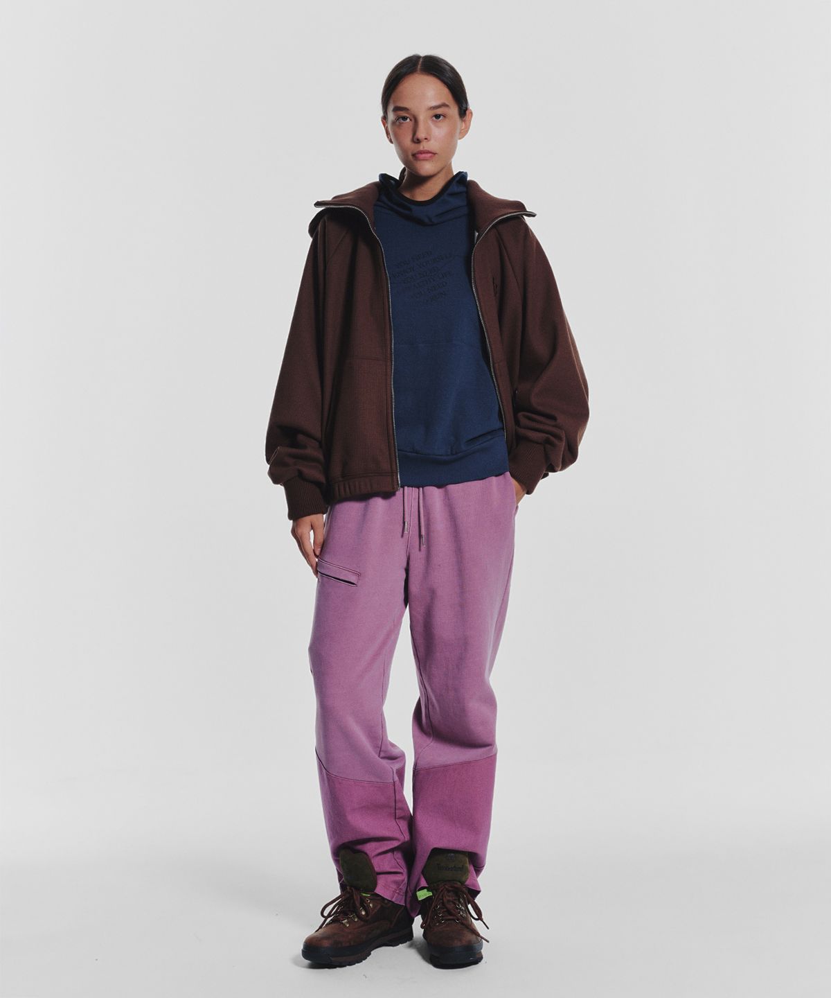 미나수(MENASOO) Waffle Mink Daily Hooded Zip Up_Brown