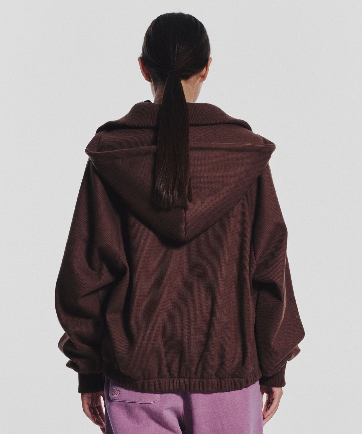 미나수(MENASOO) Waffle Mink Daily Hooded Zip Up_Brown
