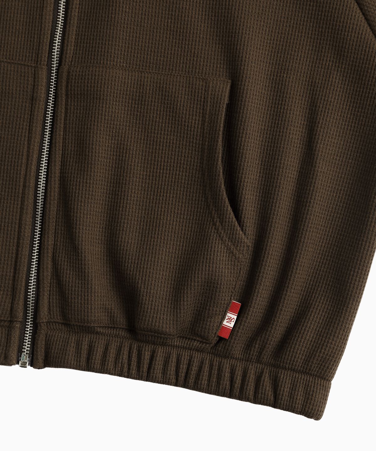 미나수(MENASOO) Waffle Mink Daily Hooded Zip Up_Brown