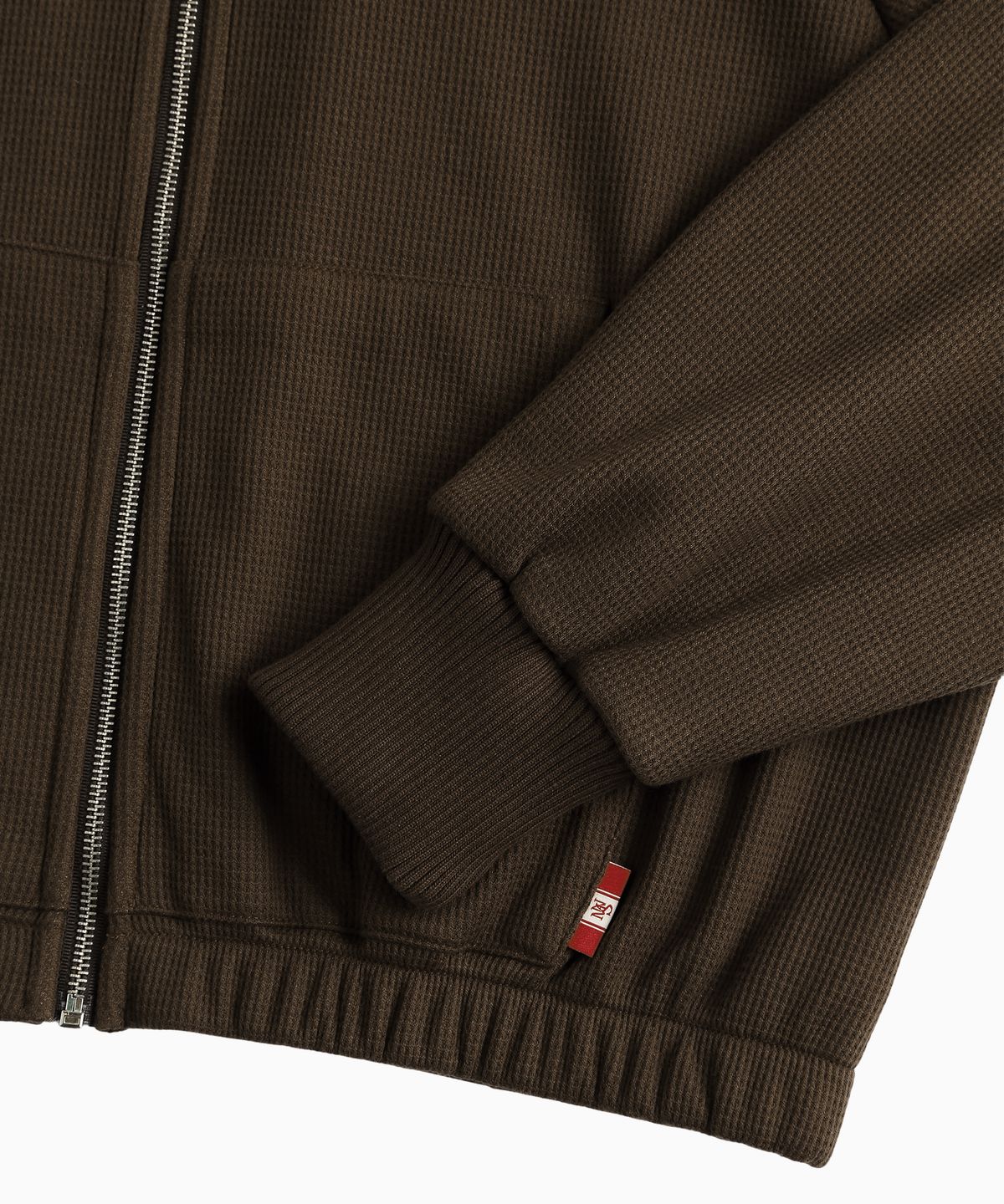 미나수(MENASOO) Waffle Mink Daily Hooded Zip Up_Brown