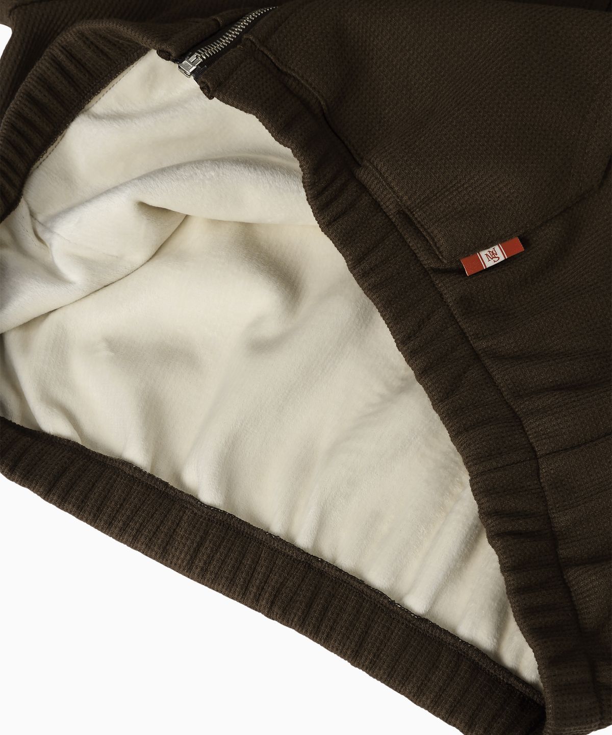 미나수(MENASOO) Waffle Mink Daily Hooded Zip Up_Brown