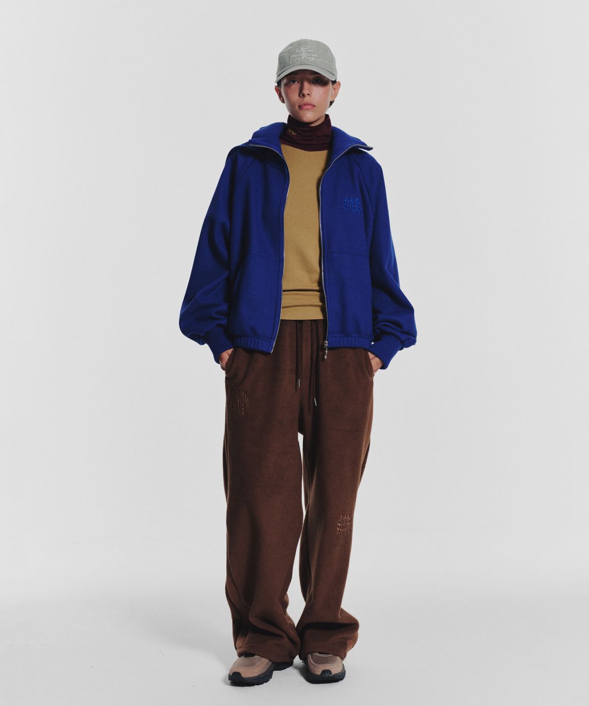 미나수(MENASOO) Waffle Mink Daily Hooded Zip Up_Blue