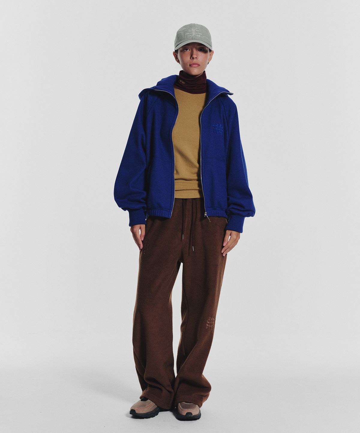 미나수(MENASOO) Waffle Mink Daily Hooded Zip Up_Blue