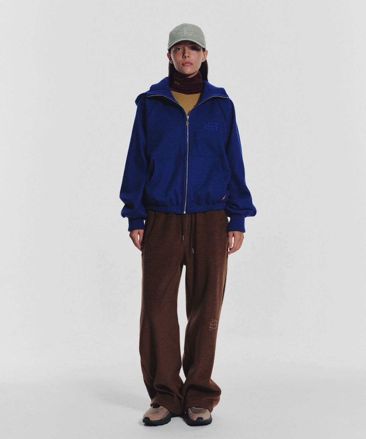 미나수(MENASOO) Waffle Mink Daily Hooded Zip Up_Blue