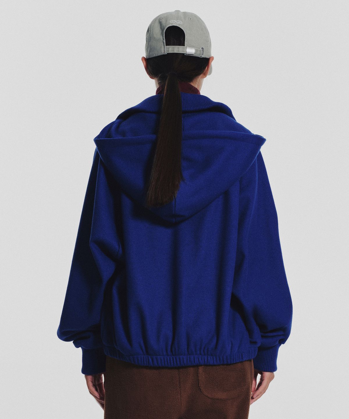 미나수(MENASOO) Waffle Mink Daily Hooded Zip Up_Blue
