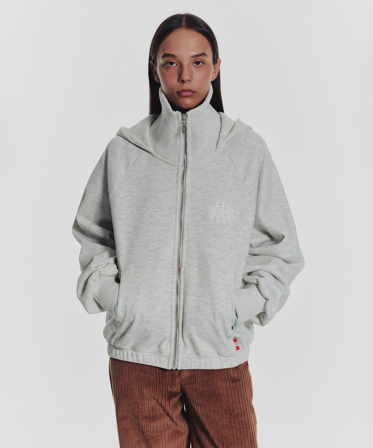 미나수(MENASOO) Waffle Mink Daily Hooded Zip Up_Oatmeal