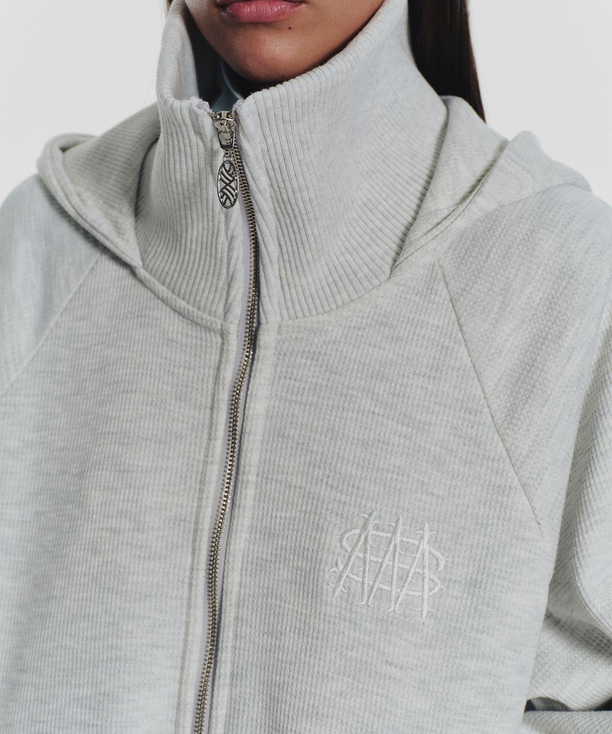 미나수(MENASOO) Waffle Mink Daily Hooded Zip Up_Oatmeal