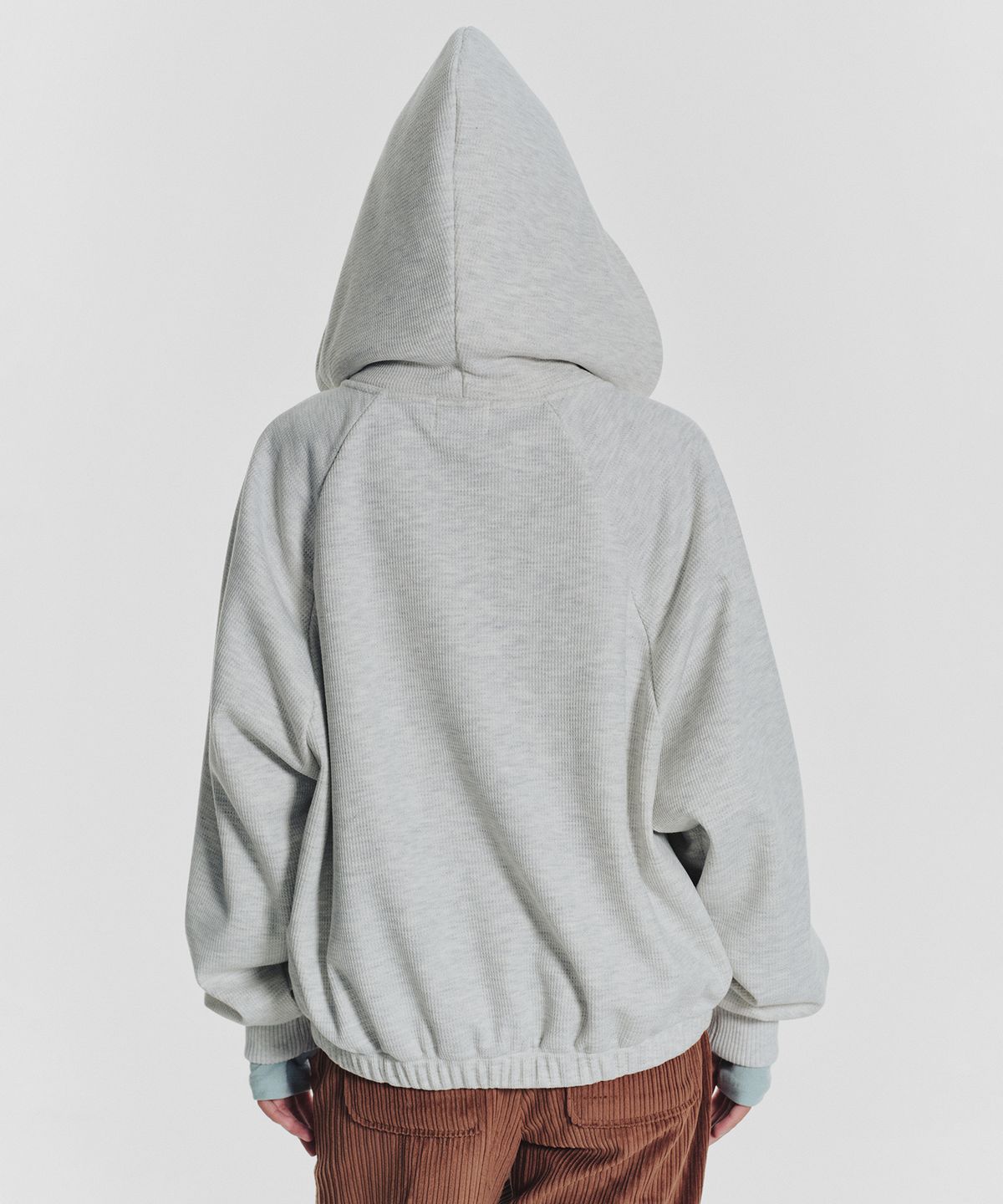 미나수(MENASOO) Waffle Mink Daily Hooded Zip Up_Oatmeal