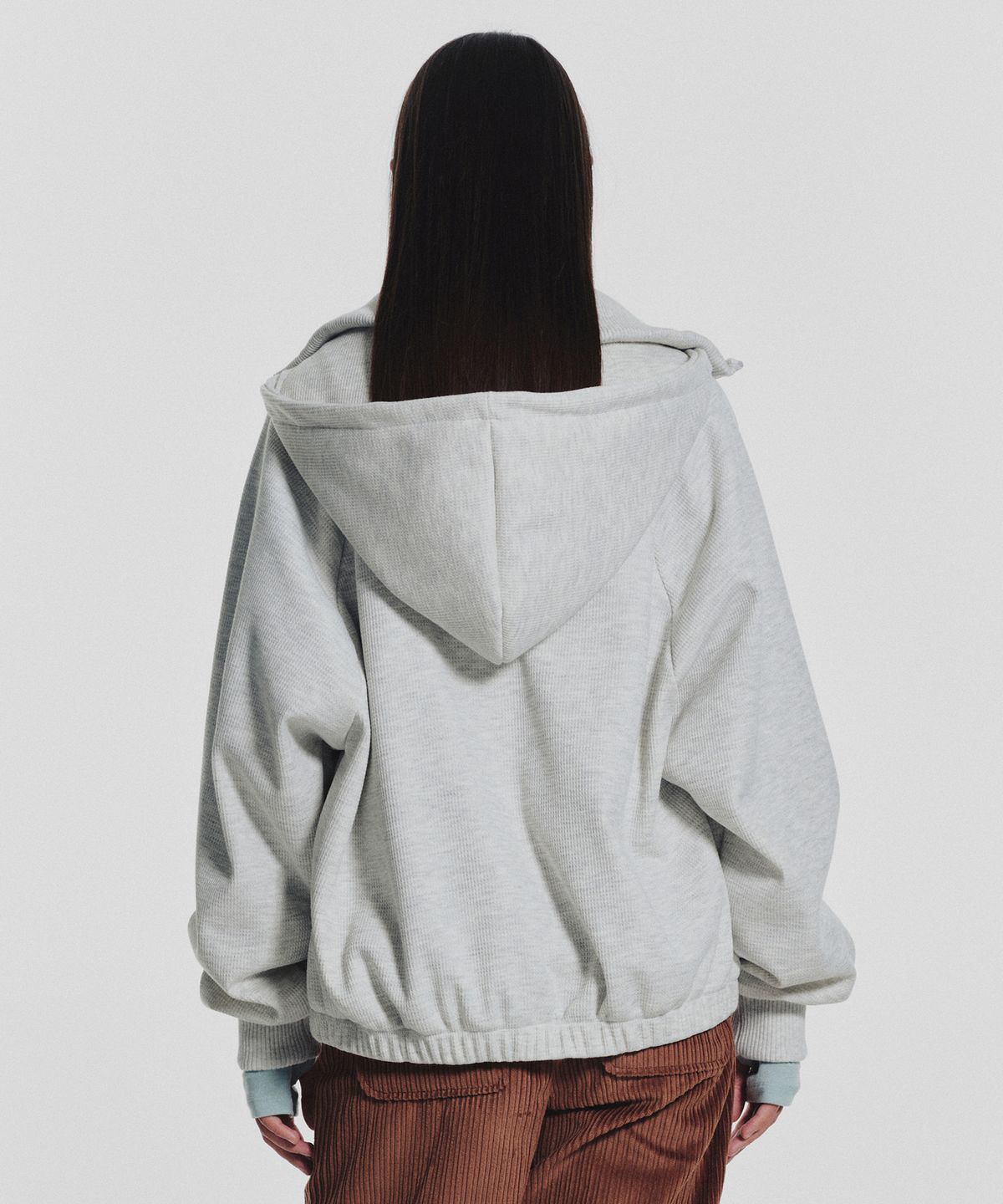 미나수(MENASOO) Waffle Mink Daily Hooded Zip Up_Oatmeal