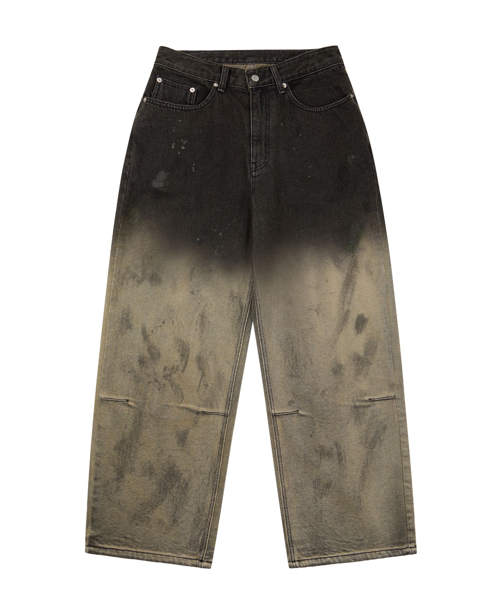 MUSINSA | AAKAM Dirty Gradation Denim Pants (Black)